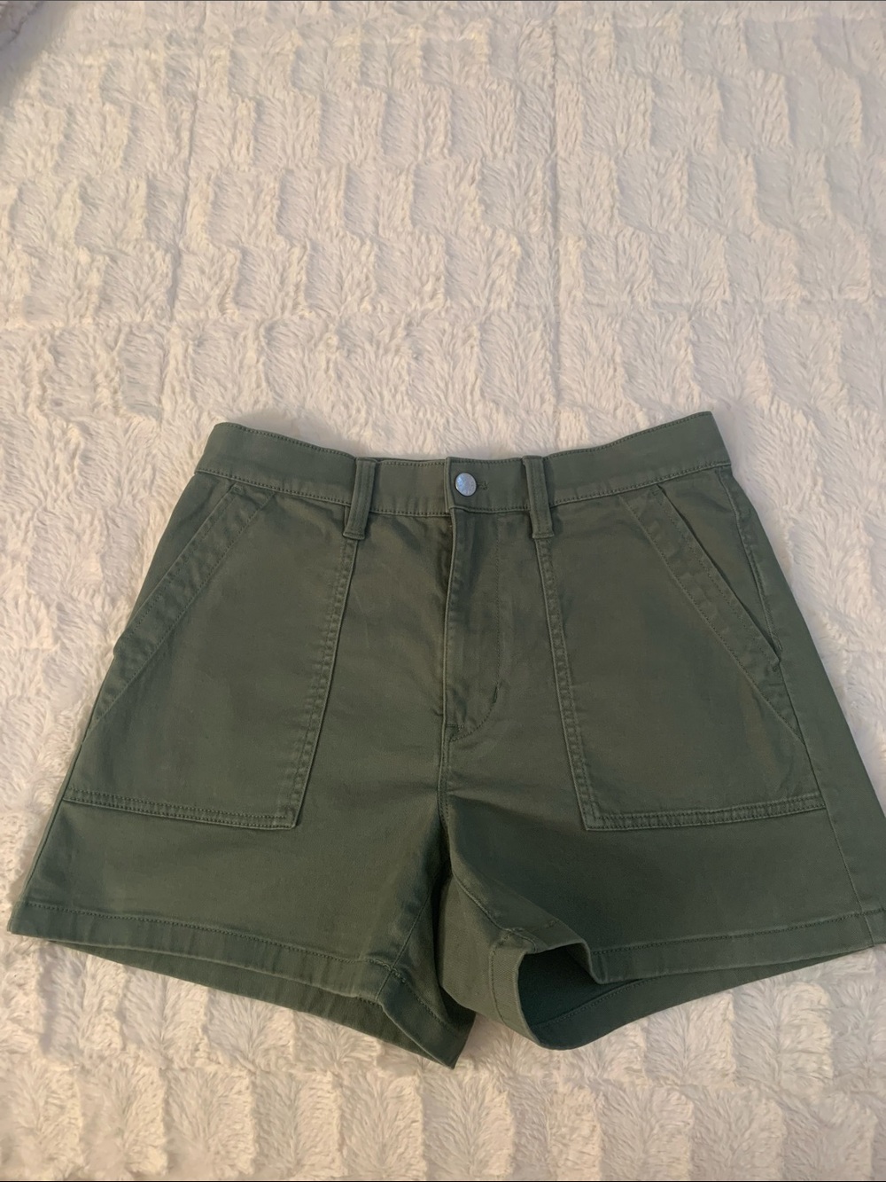 J. Crew Dark Olive High-Waist Utility Shorts